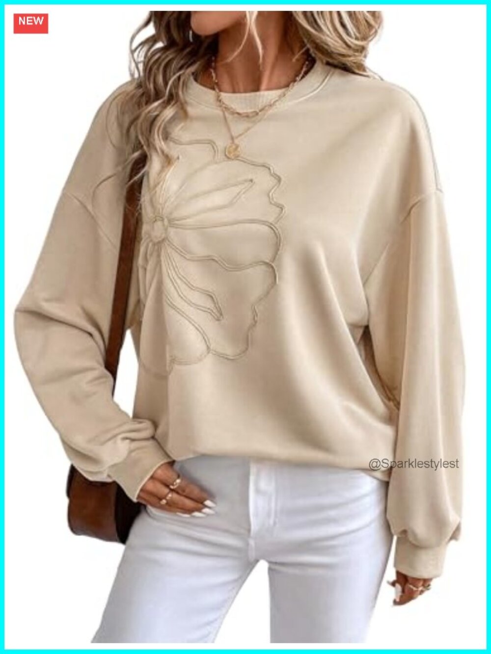Womens Oversized Sweatshirt Crewneck Long Sleeve Pullover Cotton Blend
